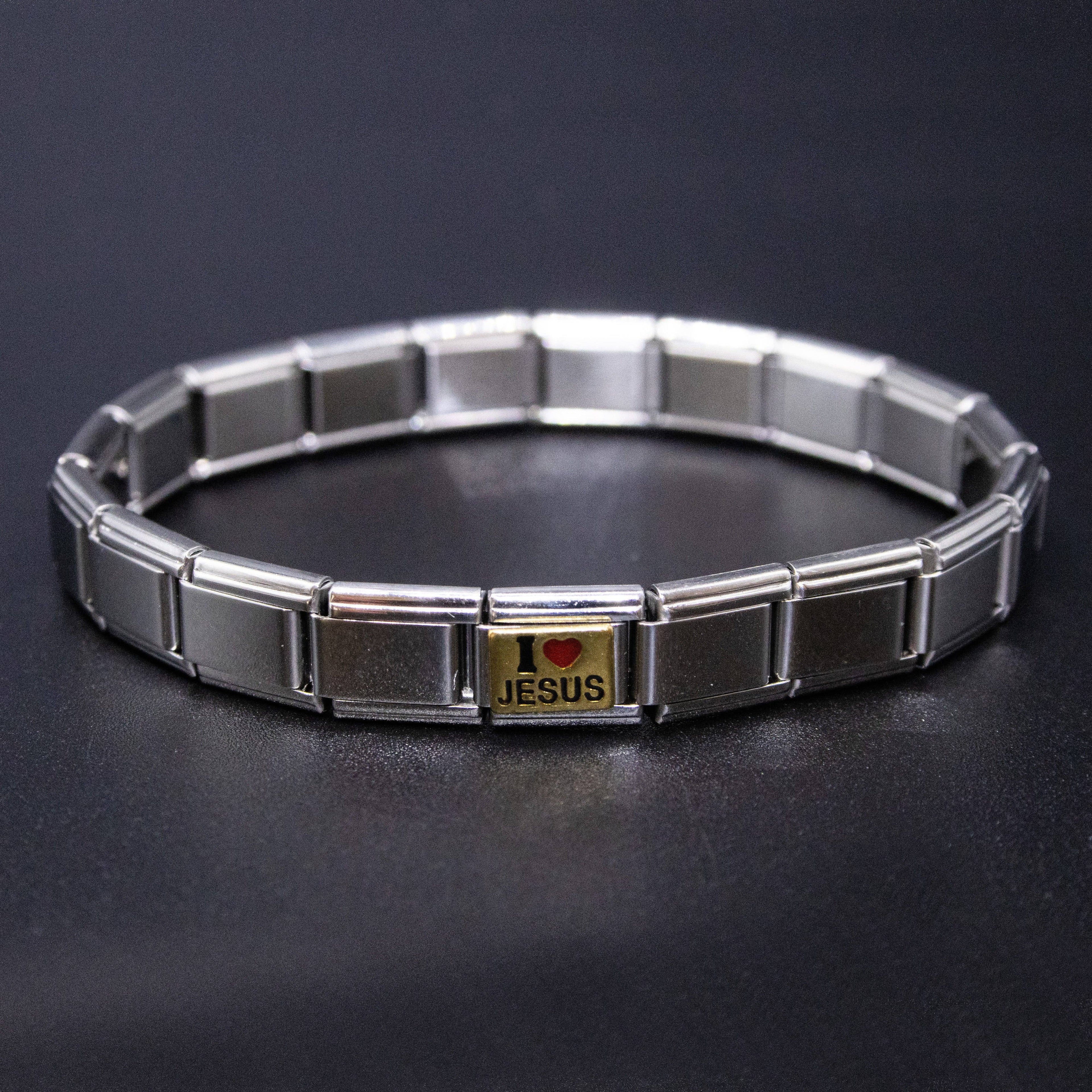 Italian Bracelet Charms - "I LOVE JESUS" Religious 9mm Links