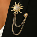TWO PIECE DROOPING CHAIN PAVE FLOWER BROOCH PIN