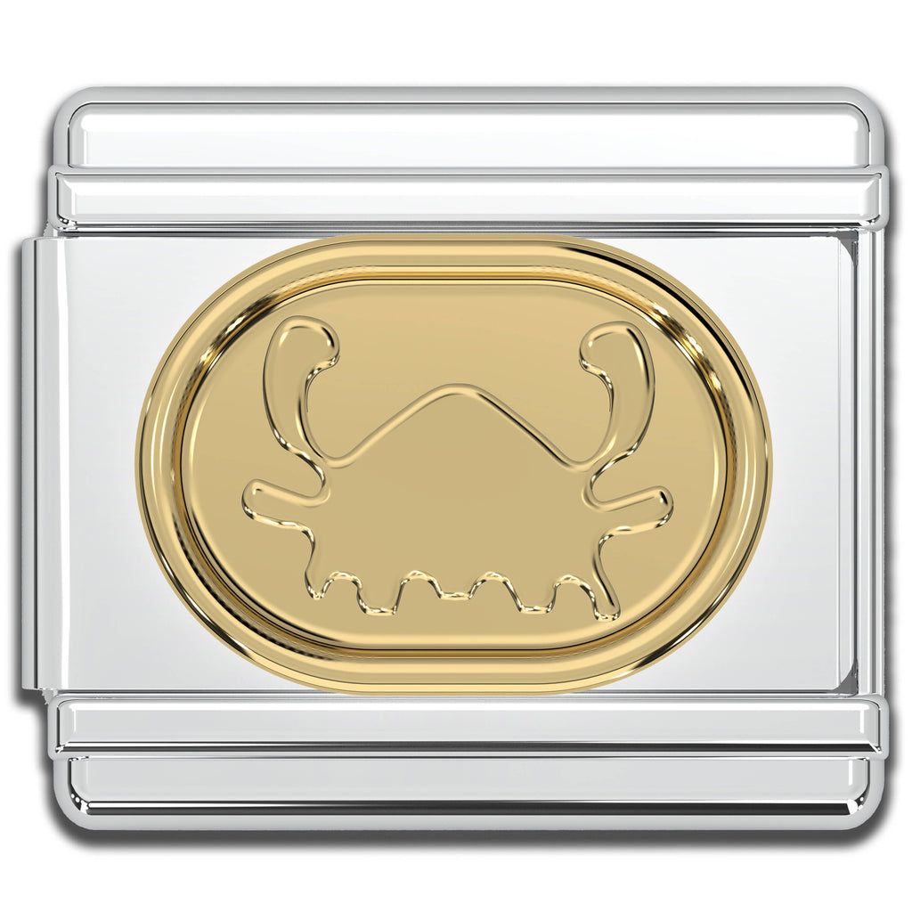 Italian Charms - Cancer Zodiac, 9mm Gold Bracelet Links