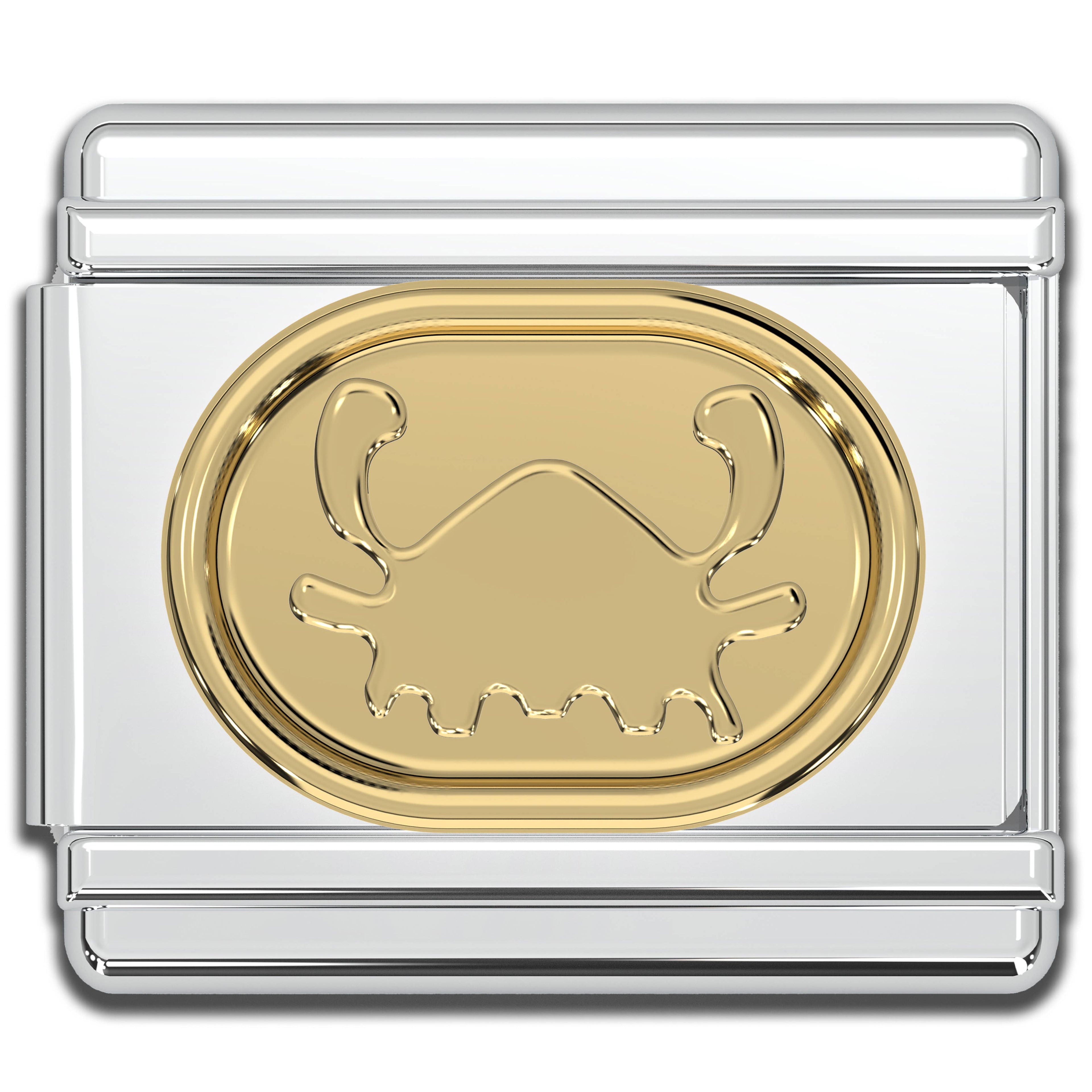 Italian Charms - Cancer Zodiac, 9mm Gold Bracelet Links
