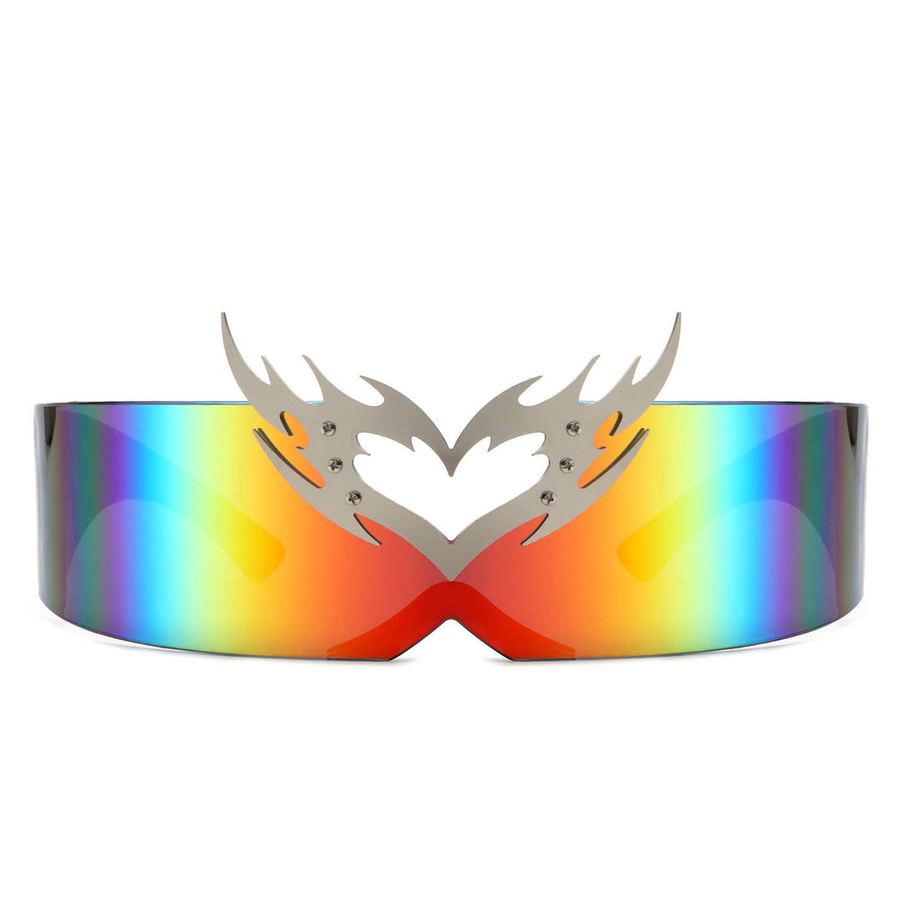 Futuristic Cyclops Wraparound Translucent Crown Sunglasses