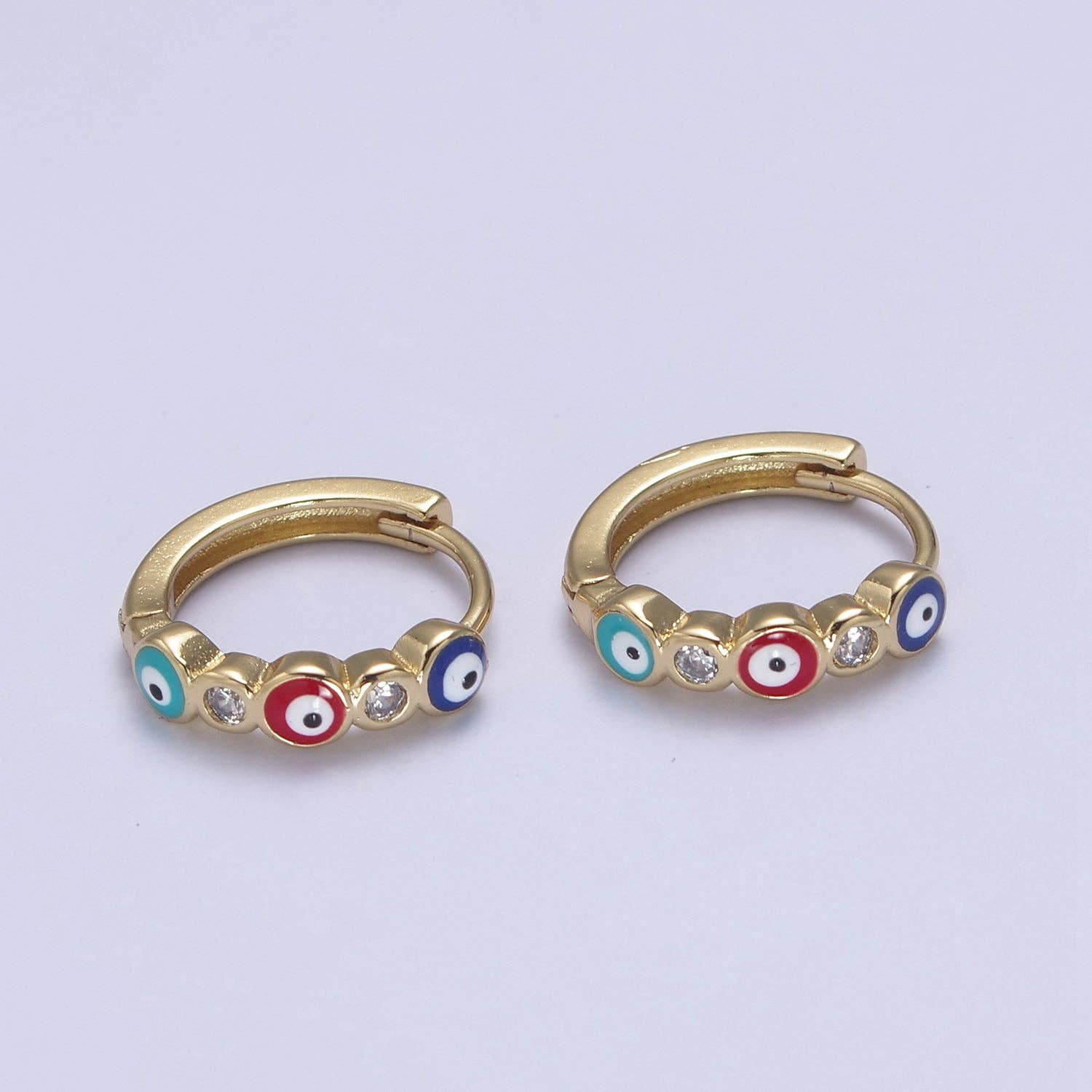14mm Dainty Evil Eye Huggie  Hoop Earring T309~T314