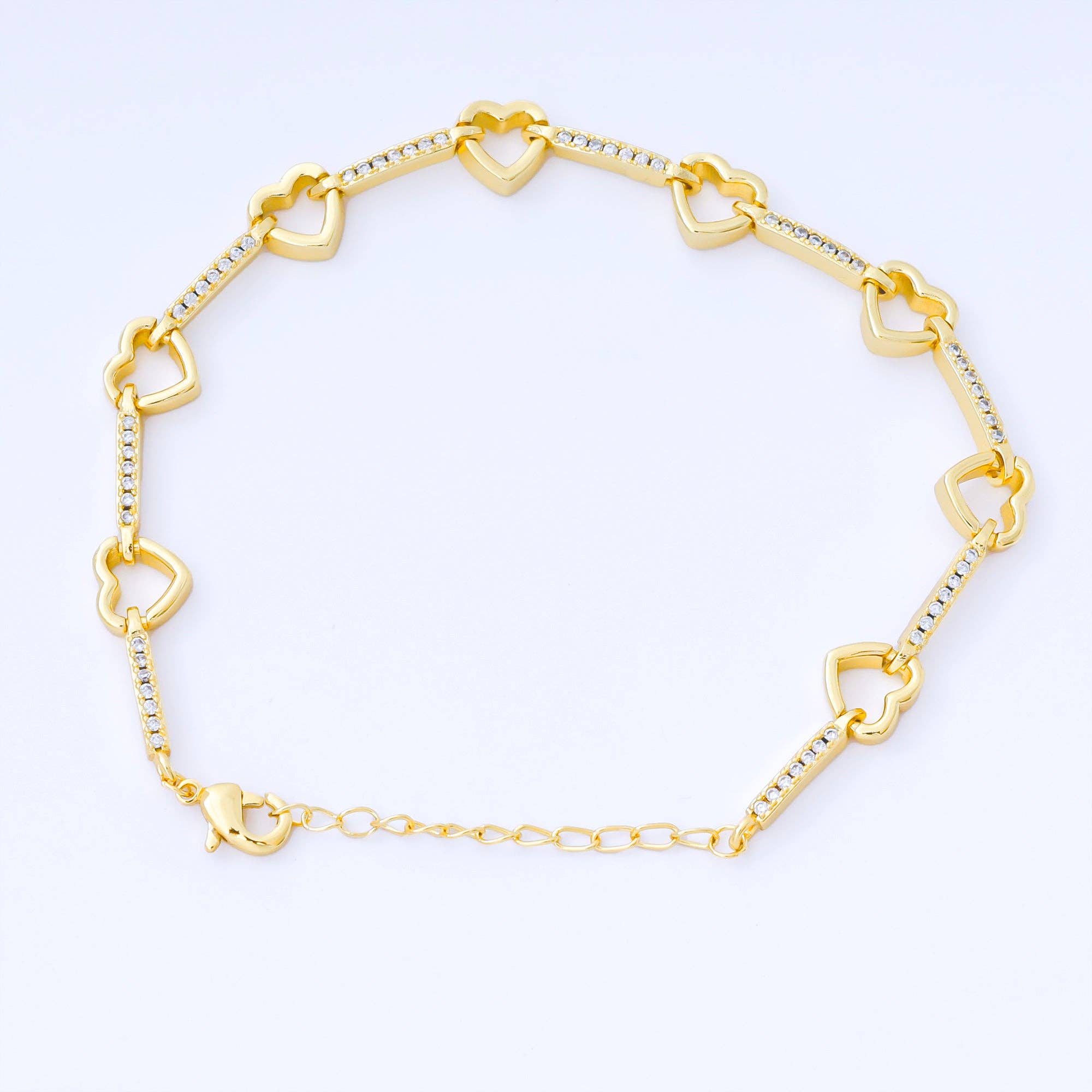 24K Gold Filled Gold Heart Link Bracelet Dainty Chain Bracelet WA-1670