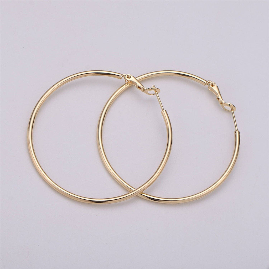 50mm 55mm Gold filled Hoops Earrings w/Clutch, 14k Gold-Filled Findings 1 Pair 1mm Gold Filled Hoops, Hoop Earrings