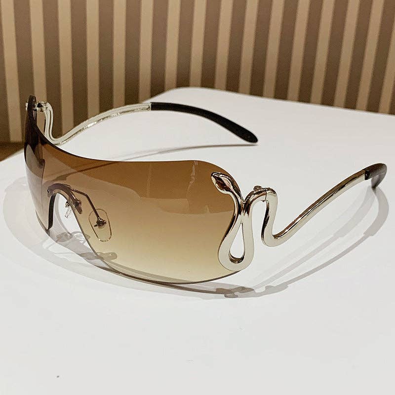 Retro One-Piece Snake Sunglasses for Women Stylish UV Protection