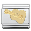 Italian Charm Bracelet Charms - Raised Gold Guitar Links