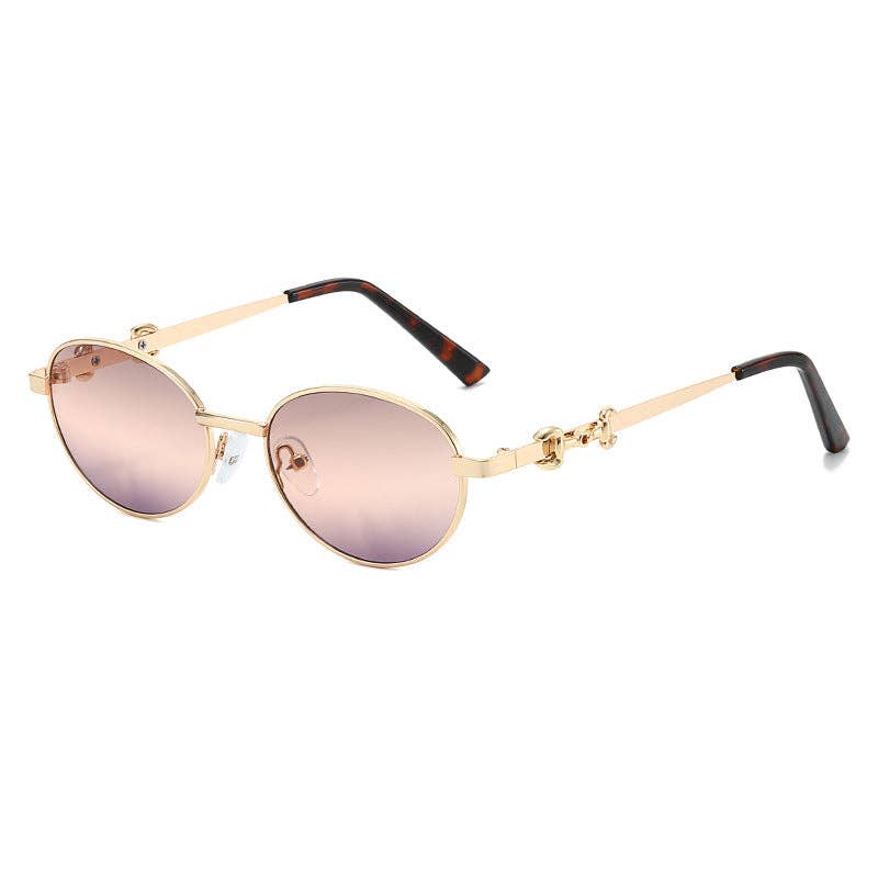 Oval Frame Metal Sunglasses UV400 Protection Stylish