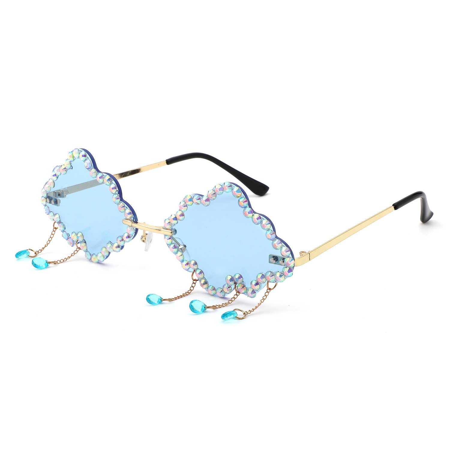 Rhinestone Cloud Irregular Shades Crystal Charm Sunglasses
