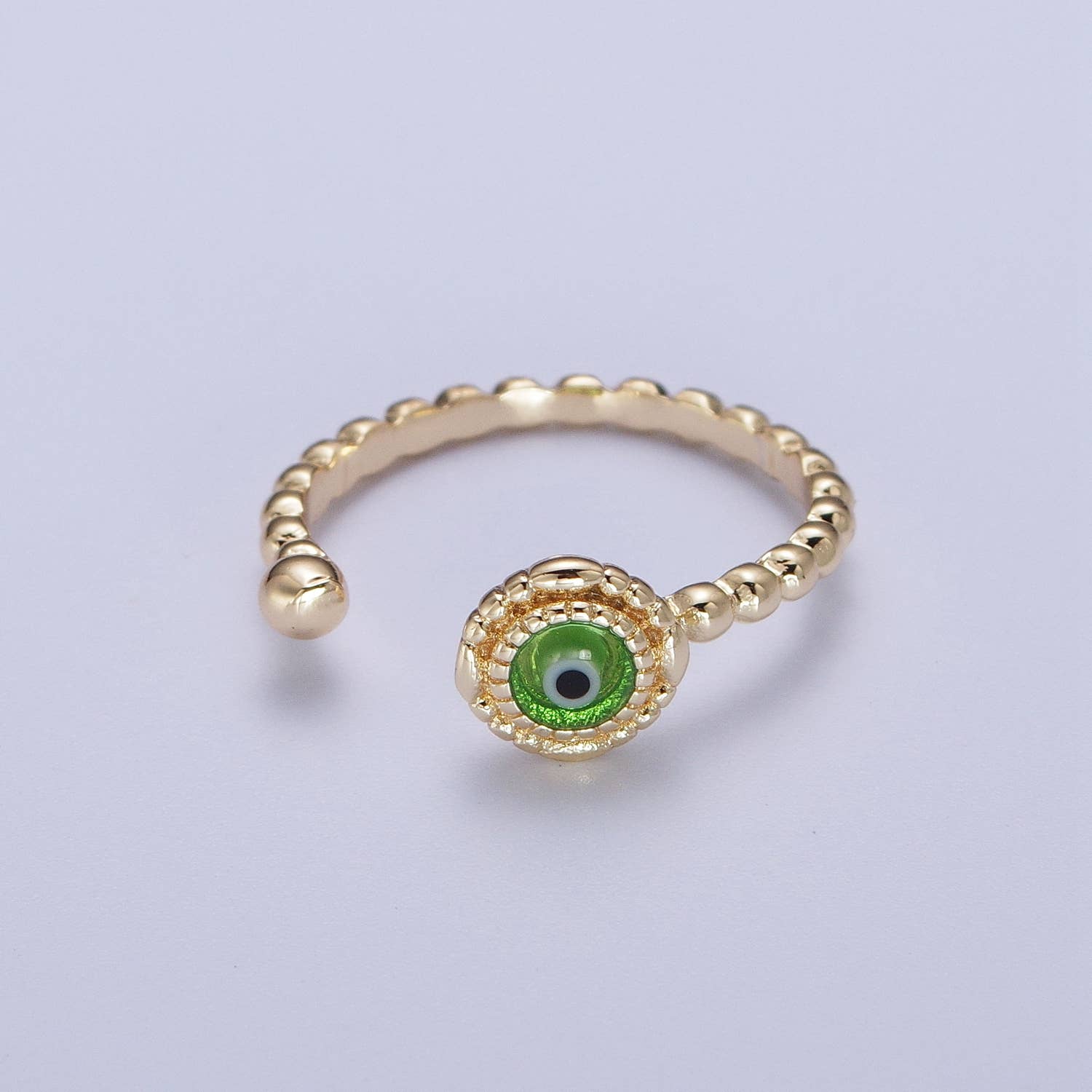 Elegant Gold Beads Colorful Evil Eye Protection Ring Jewelry