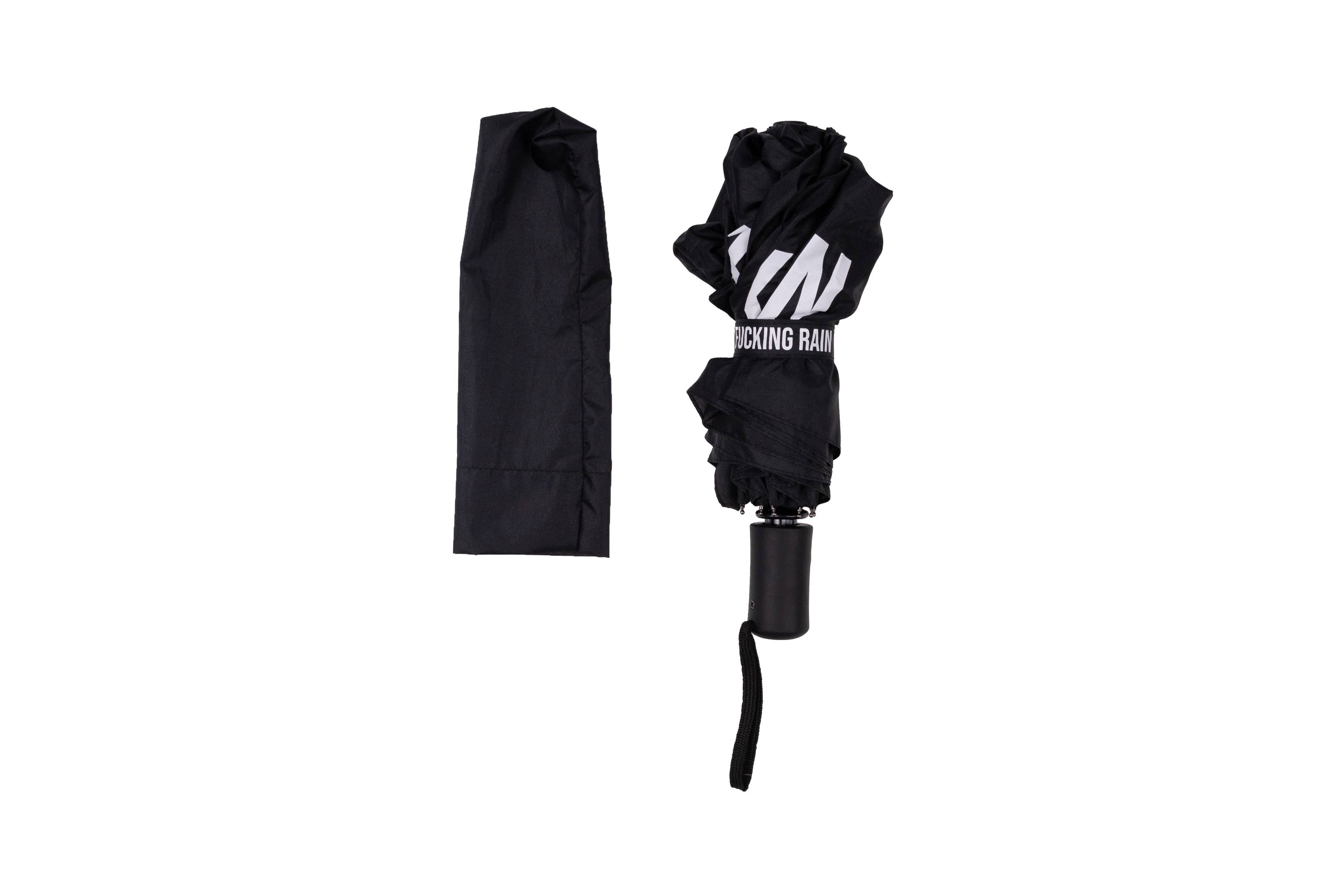 Foldable Umbrella "Fucking Rain" Black