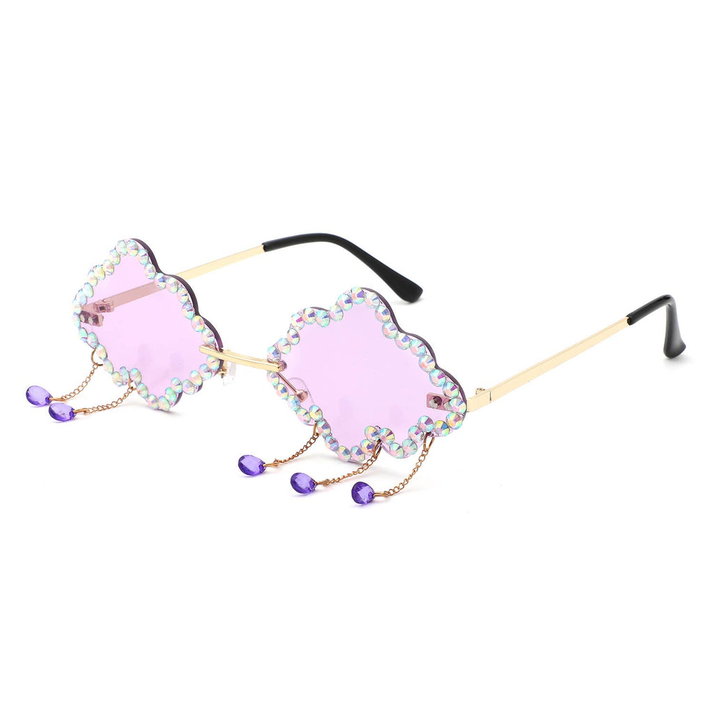 Rhinestone Cloud Irregular Shades Crystal Charm Sunglasses