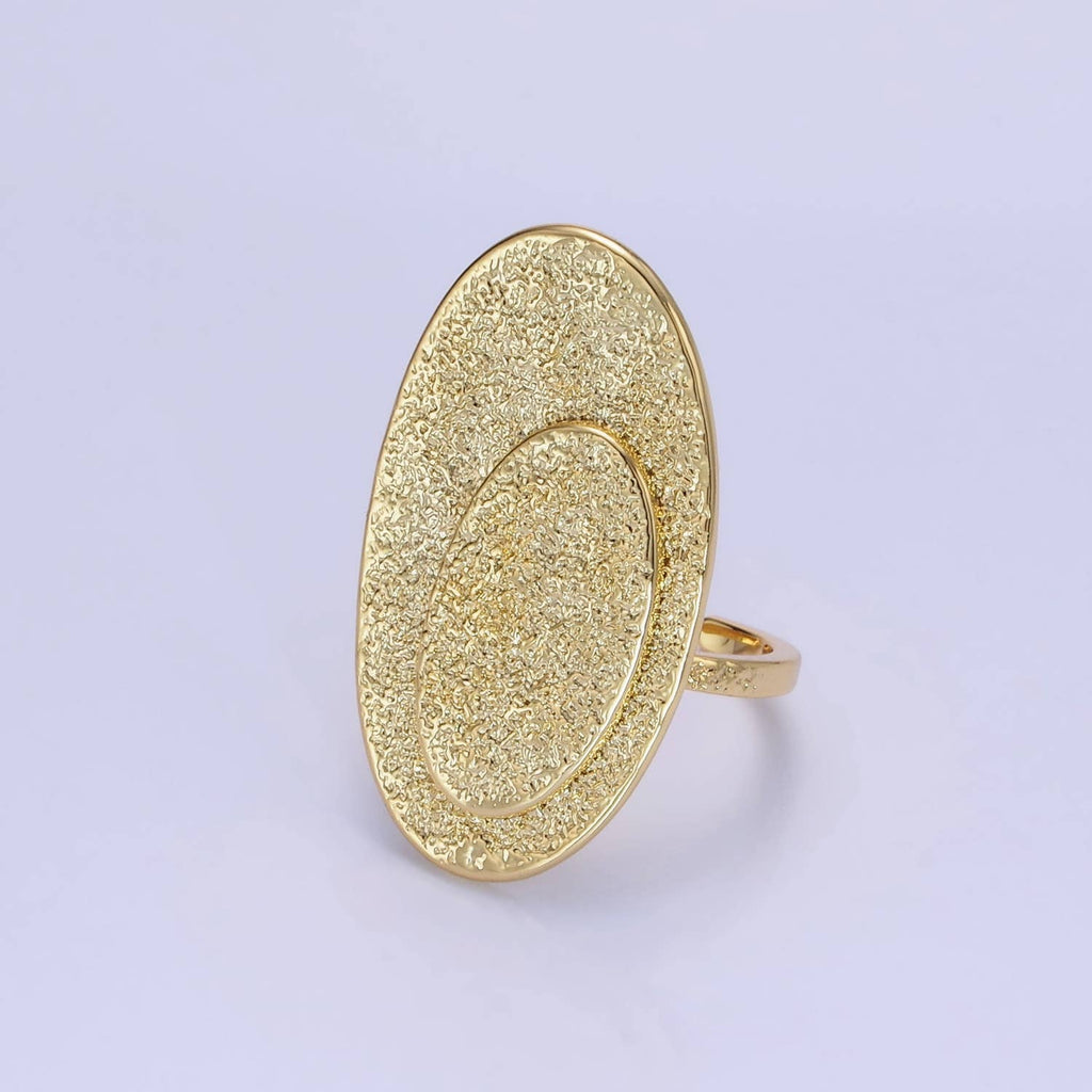 14K Gold Filled Double Oval Hammered Ring | O1321