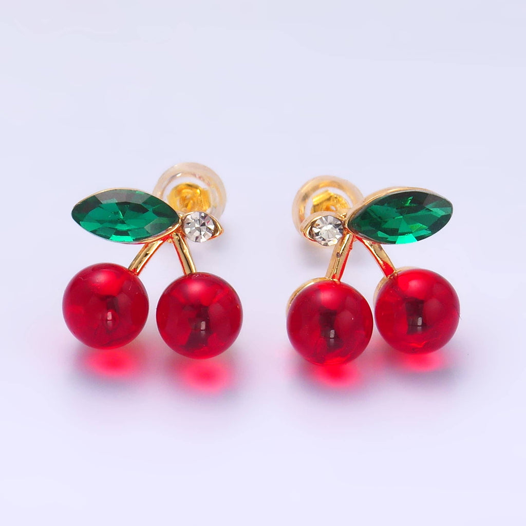 Red Cherry Stud Earring Summer Fruit Jewelry