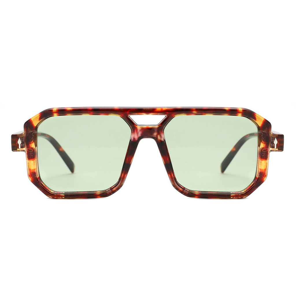 Geometric Square Brow-Bar Flat Top Sunglasses