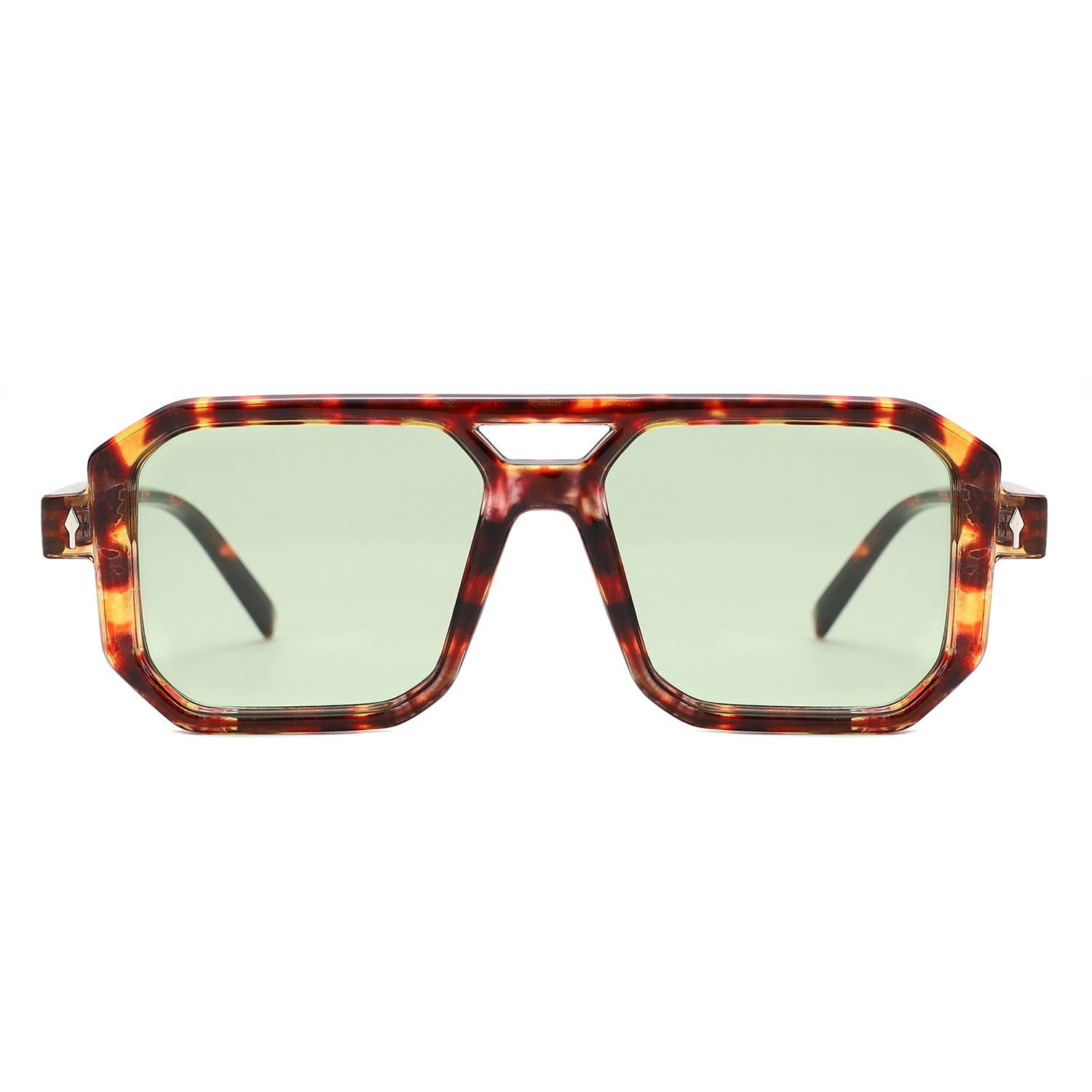 Geometric Square Brow-Bar Flat Top Sunglasses