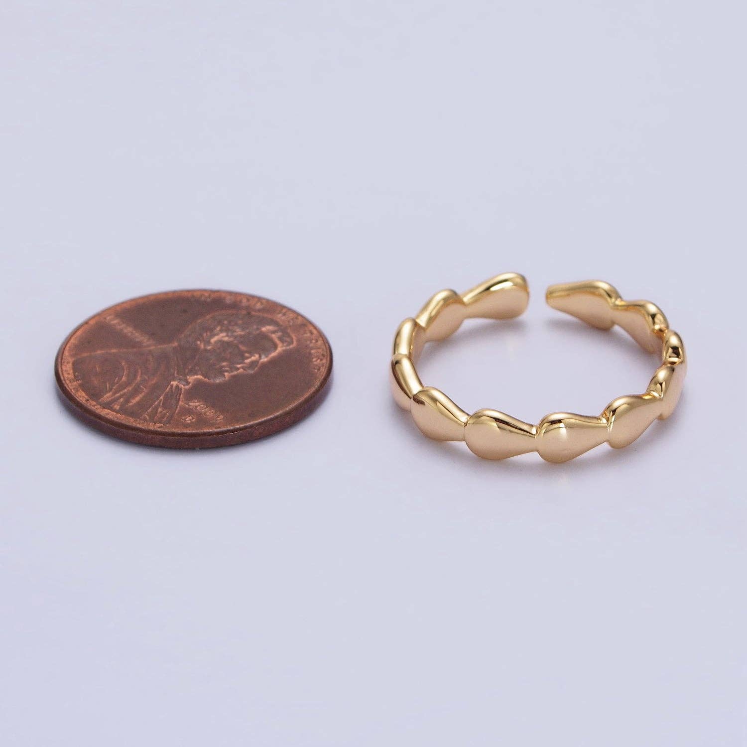 16K Gold Filled Molten Drop Sideway Minimalist Ring