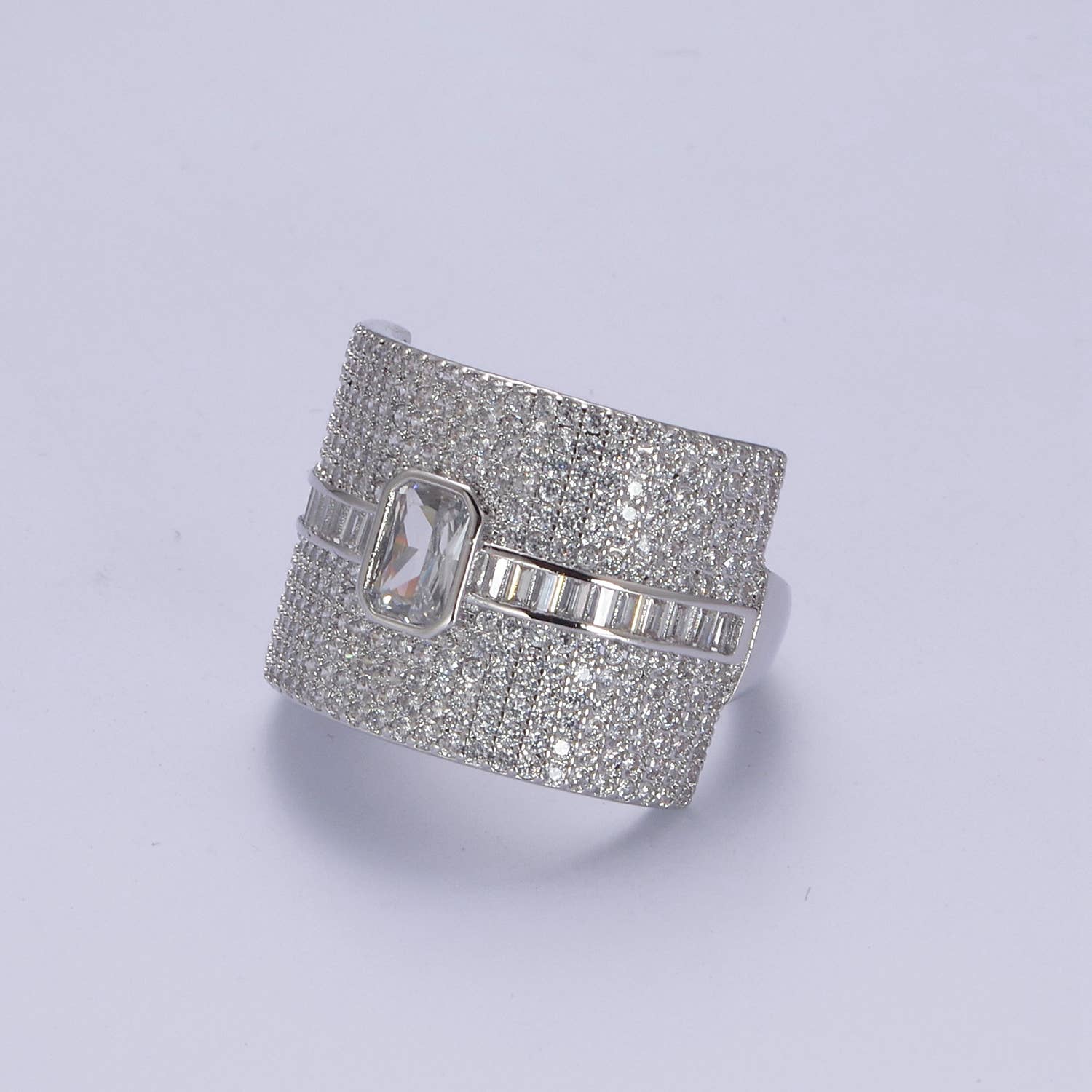 Colorful Micro Pave Adjustable Chunky Statement Ring
