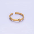 Stainless Steel Triple Clear Bezel Lined Adjustable Ring