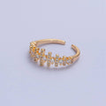 Minimalist CZ Crystal Fence Gold Adjustable Ring O2239
