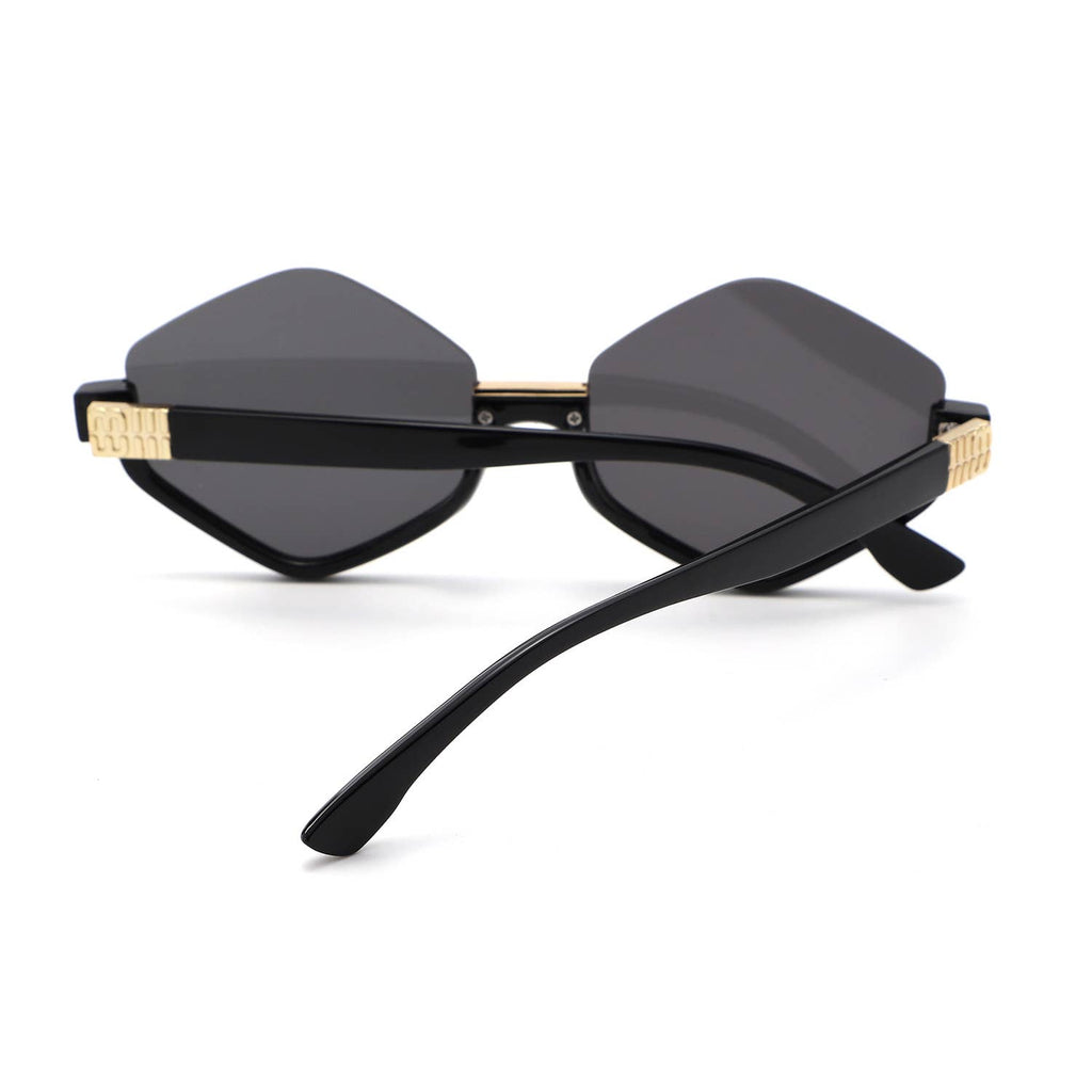 Geometric Oversized Semi-Rimless Polygon Fashion Sunglasses
