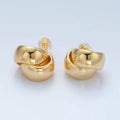 24K Gold Filled 15mm Double Wide Band C-Shaped Hoop Earrings | AD711