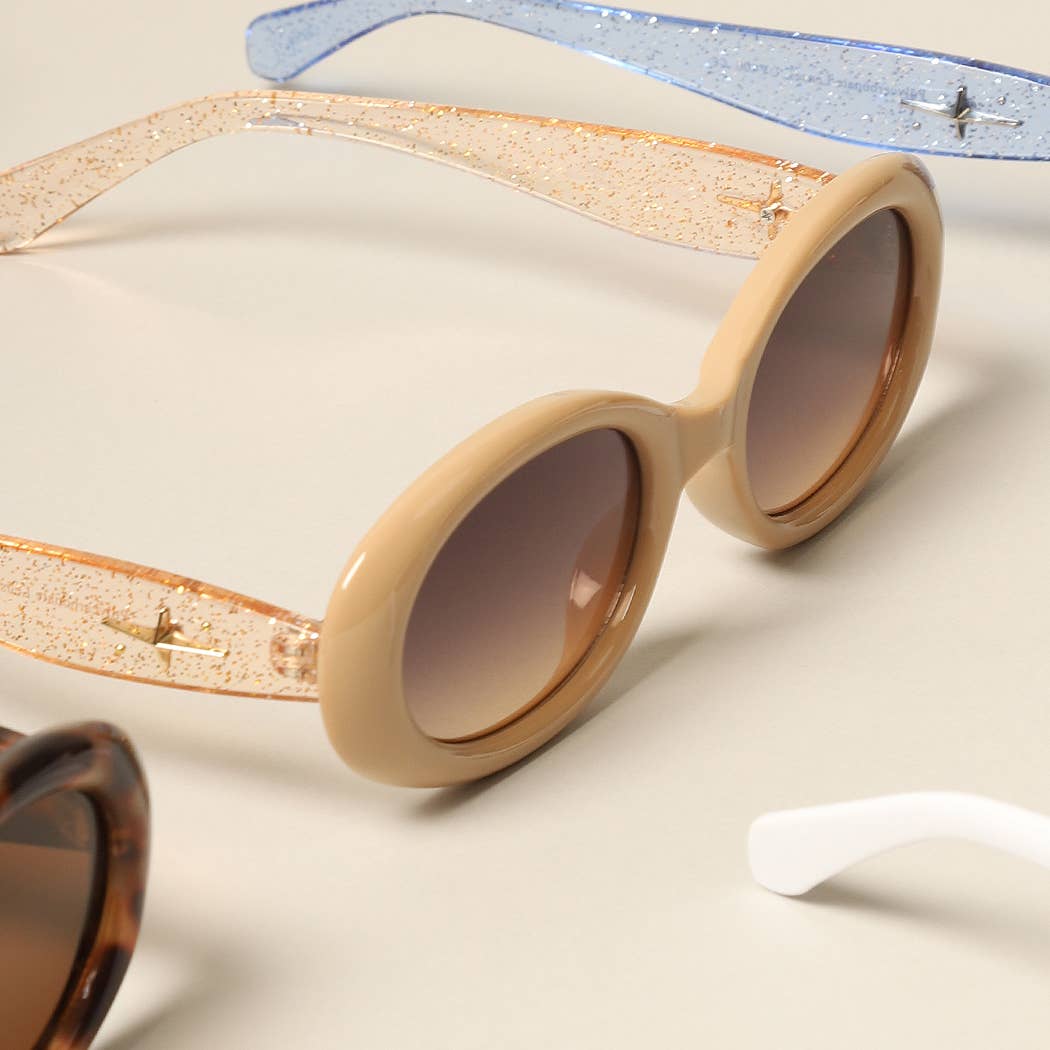 Women's Trendy Oval Glitter Sunglasses