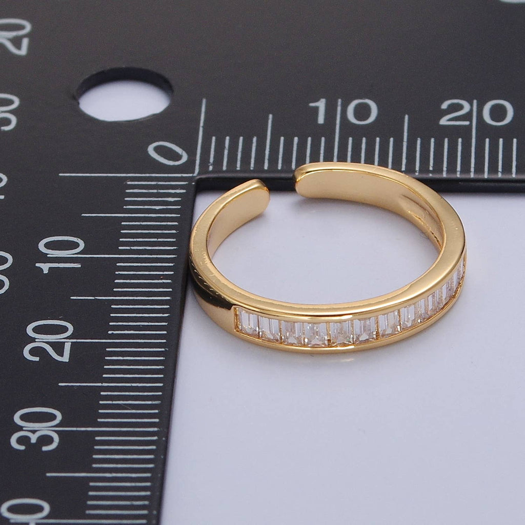 Minimalist Clear CZ Baguette Gold Geometric Ring O2176