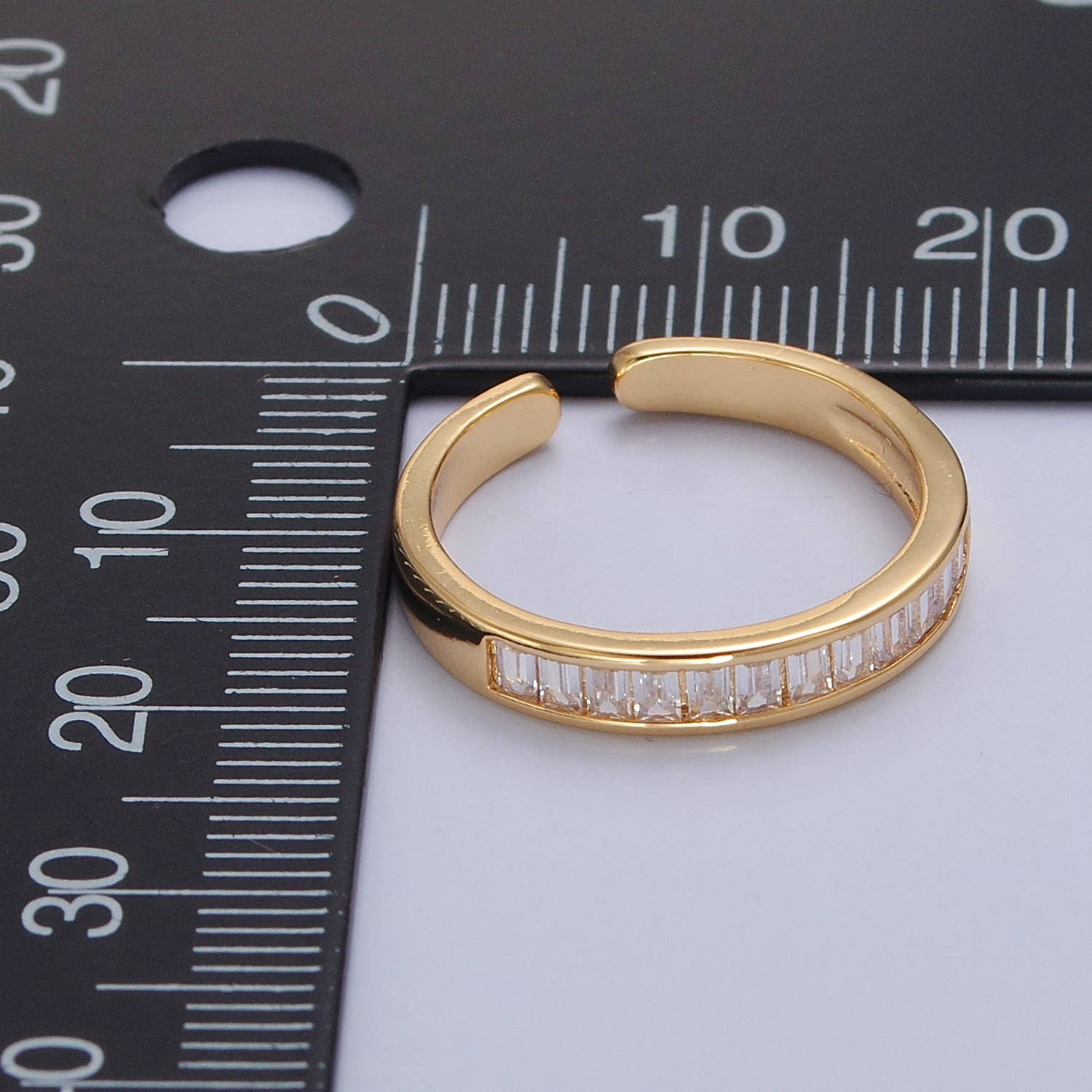Minimalist Clear CZ Baguette Gold Geometric Ring O2176