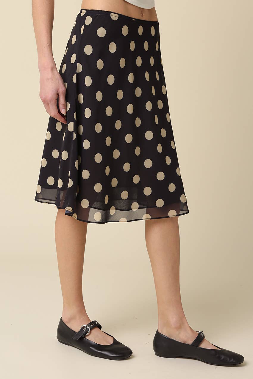 Leia Polka Dot Mesh Midi Skirt