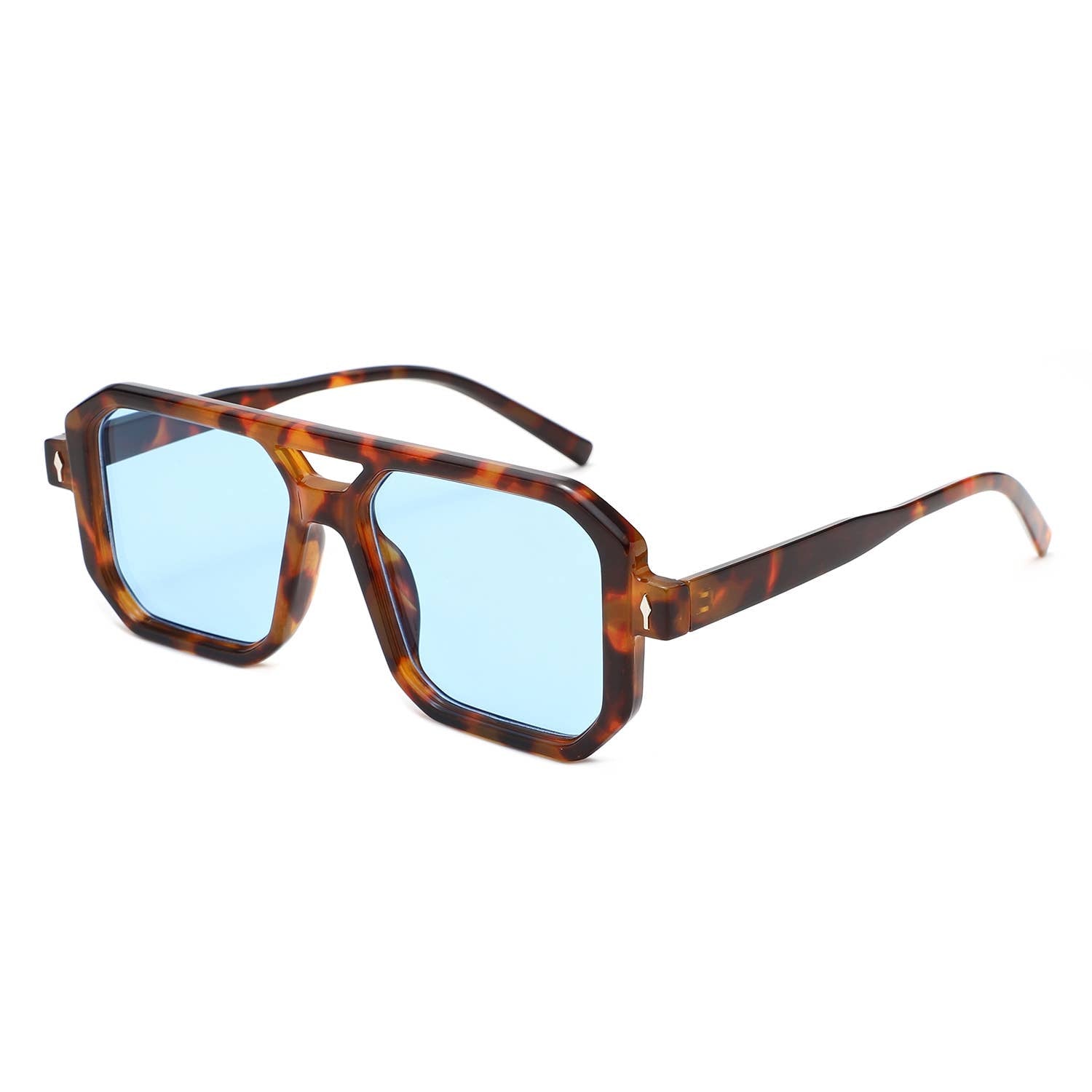 Geometric Square Brow-Bar Flat Top Sunglasses