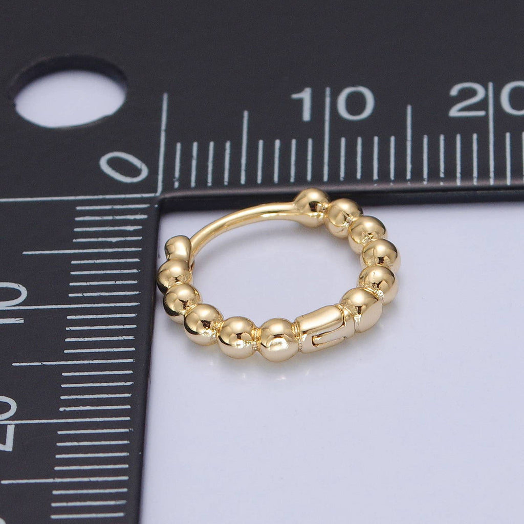 Dainty 14K Gold Filled Beaded Ball Round Bubble Huggie Hoop
