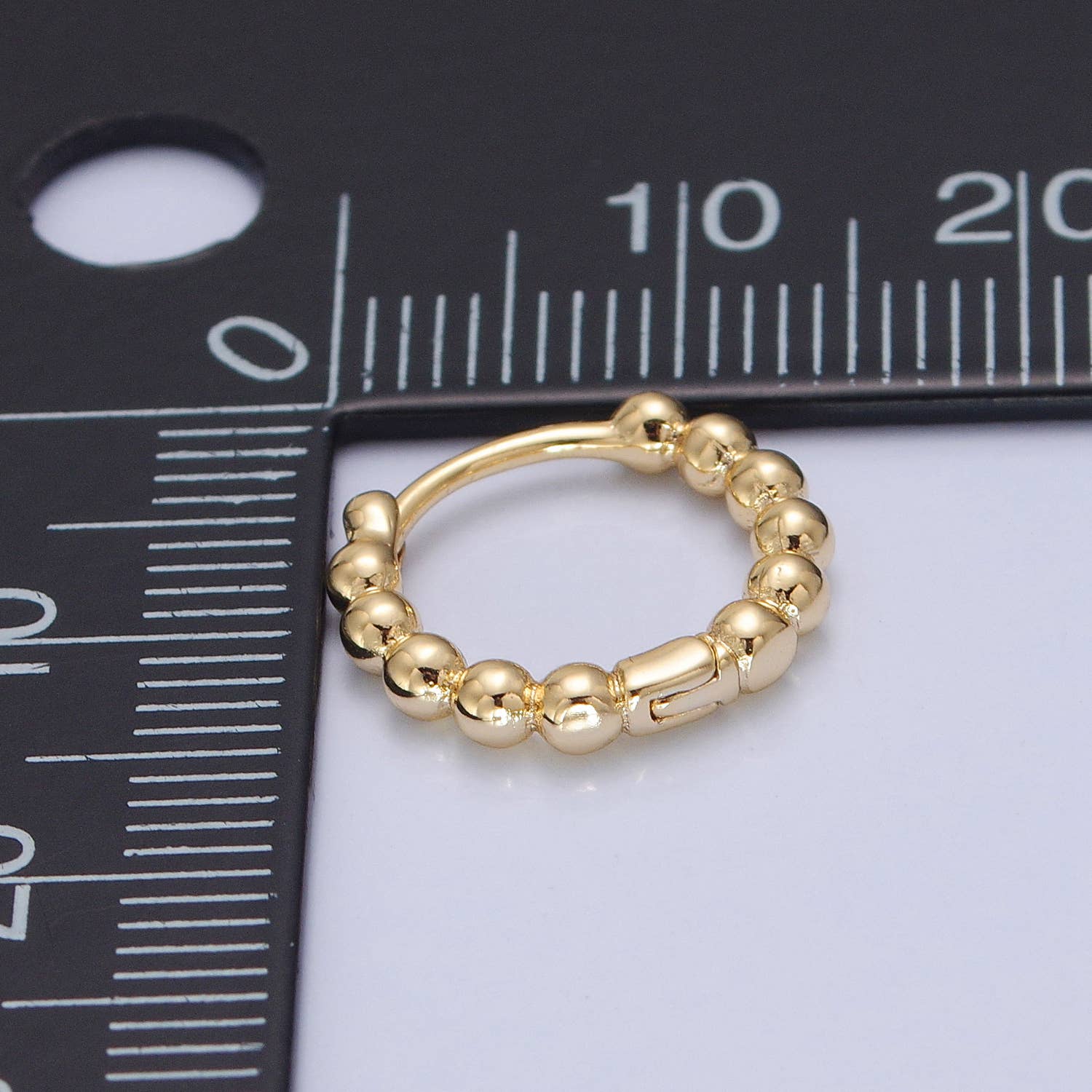 Dainty 14K Gold Filled Beaded Ball Round Bubble Huggie Hoop