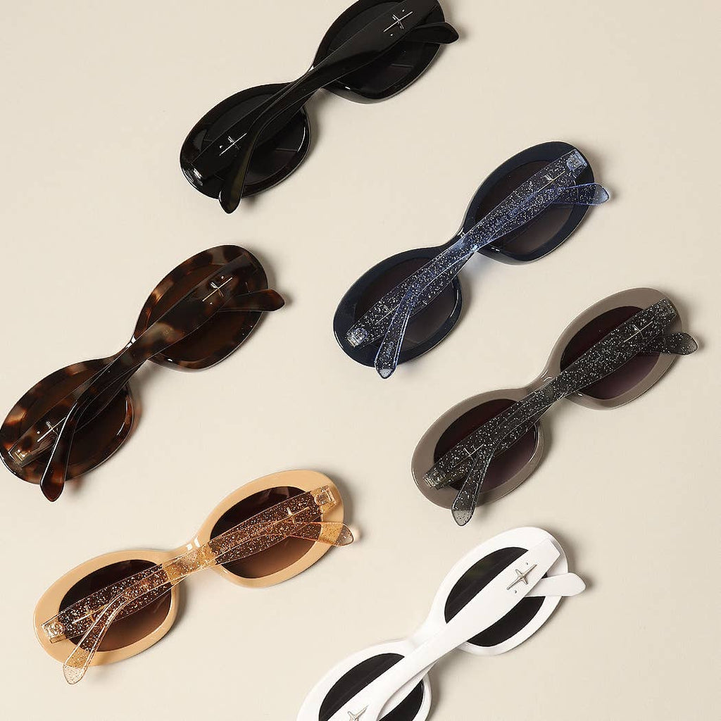 Women's Trendy Oval Glitter Sunglasses