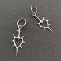 Gothic Silver Tone Thorns Hollow Heart Huggie Earrings - GT