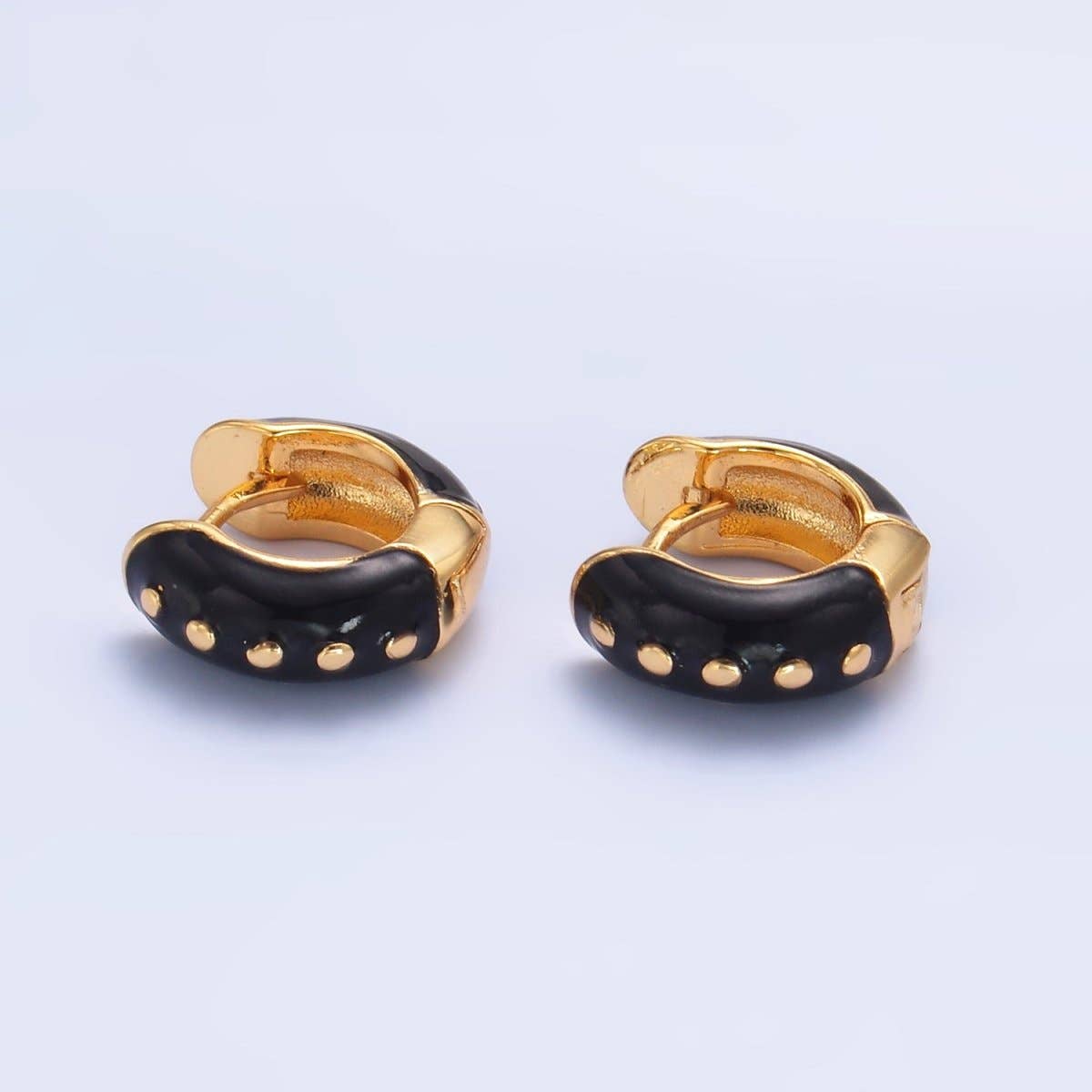 14K Gold Filled Hot Pink, Baby Pink, Black, White, Green Enamel Dotted Cartilage Huggie Earrings | T108 - T111 T188