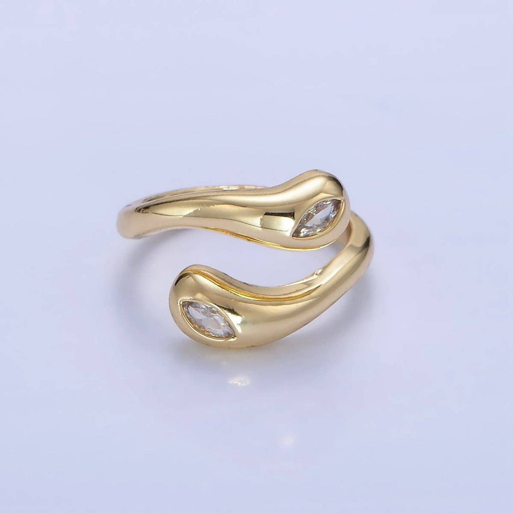 Minimalist Gold Filled Wrapped Adjustable Ring With Clear CZ Sone- O-196