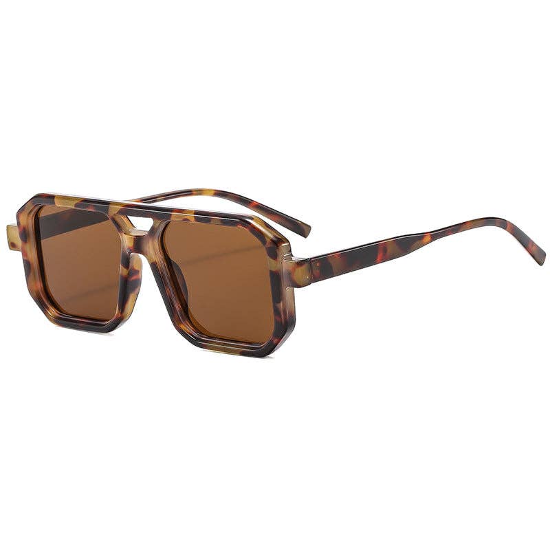 Vintage Pilot Style Rectangle Sunglasses for Women and Men