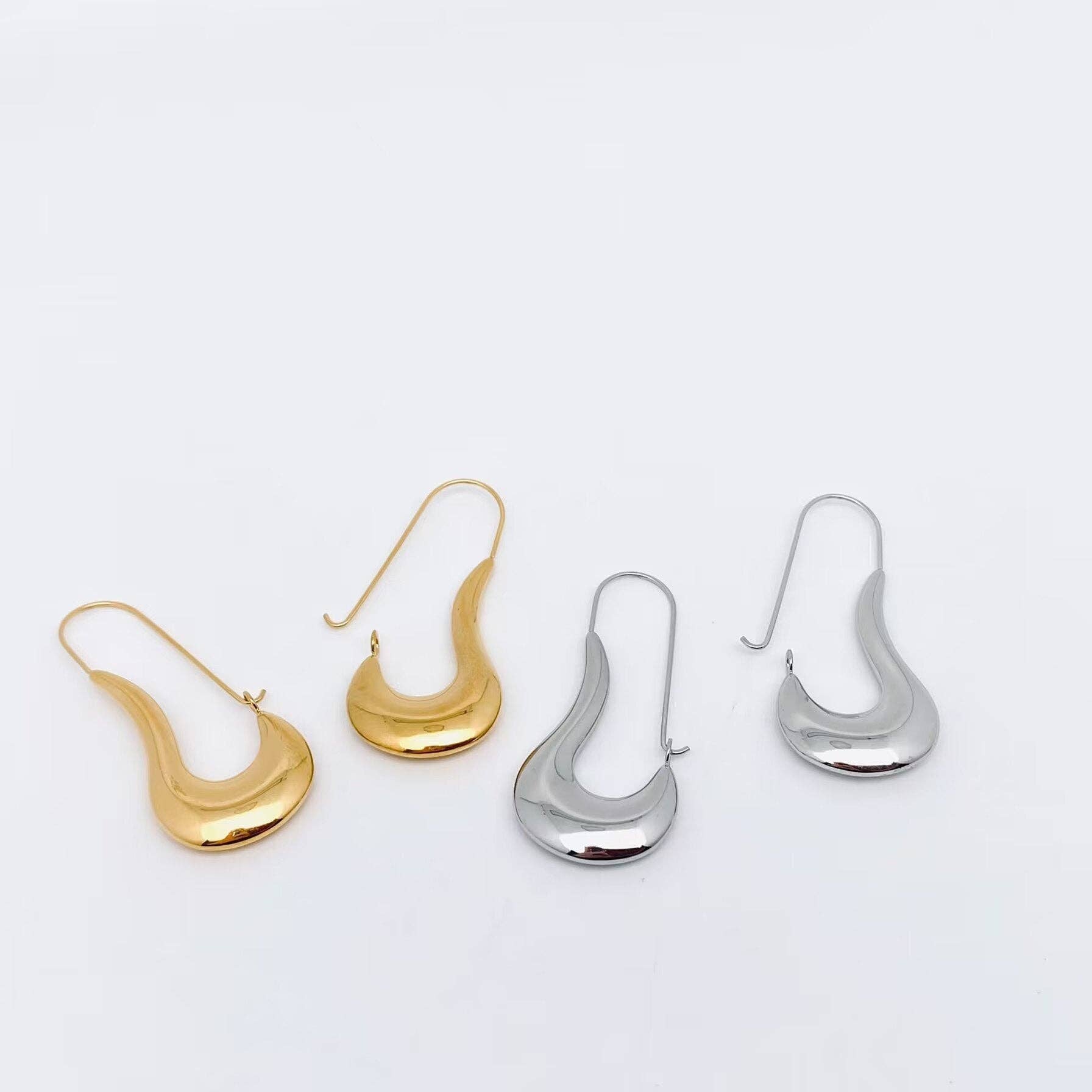 Geometric Texture 18K Gold Plated Hoop Earrings - FGS