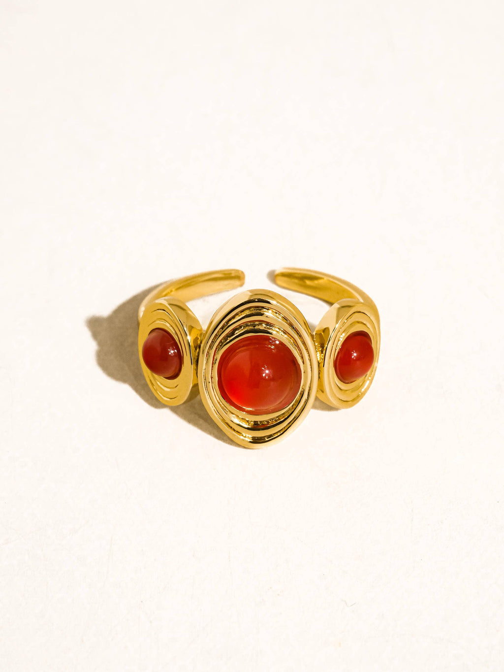 Veona 18K Gold Vintage Tri Stone Ring
