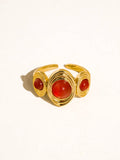 Veona 18K Gold Vintage Tri Stone Ring