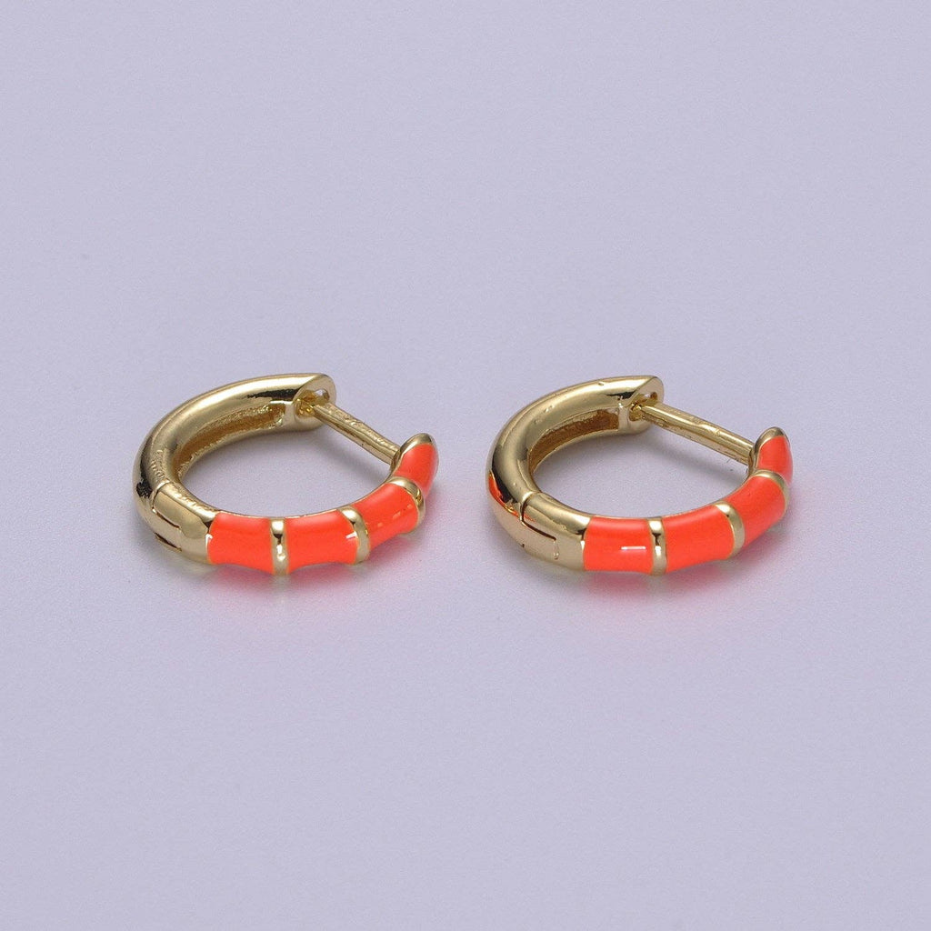 15mm Colorful Enamel Pastel Huggie Earring T164~T174