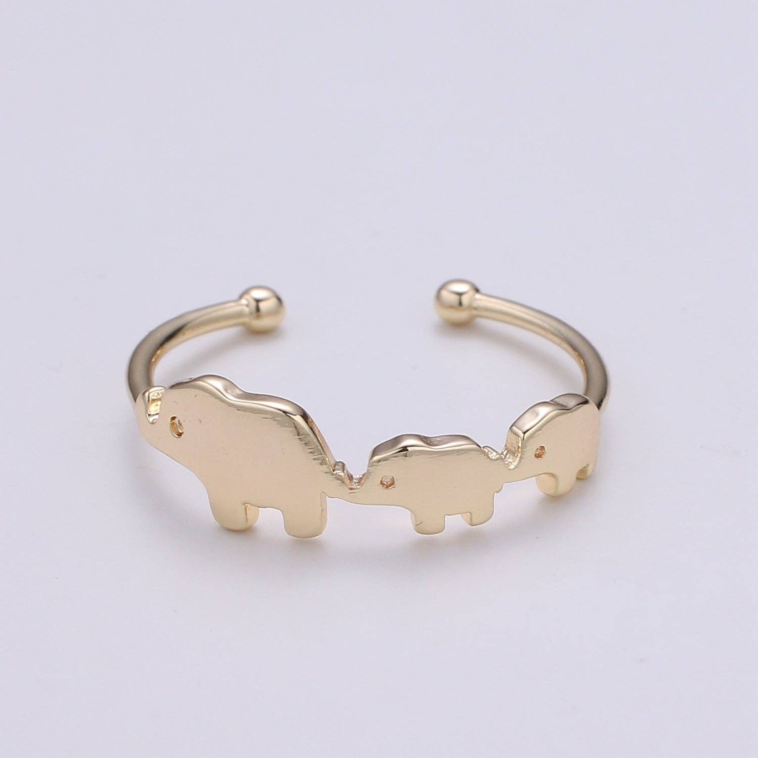 1pc Elephant Family 18k Gold Ring, Adjustable Gold Curb Ring, Simple Elephant Ring, The Bond Ring- 259