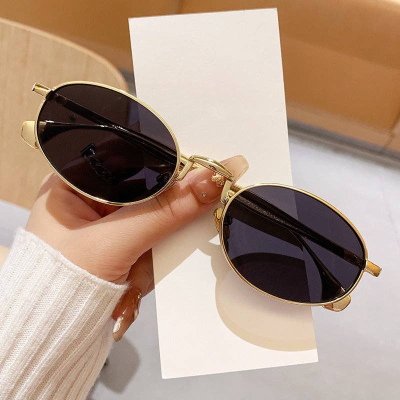 Trendy Oval Metal Frame Sunglasses for Men