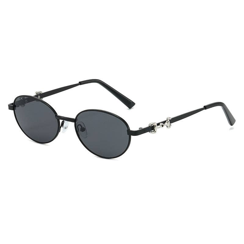 Oval Frame Metal Sunglasses UV400 Protection Stylish