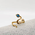 Inlaid Cubic Zirconia Snake Golden Stainless Steel Ring-FGS