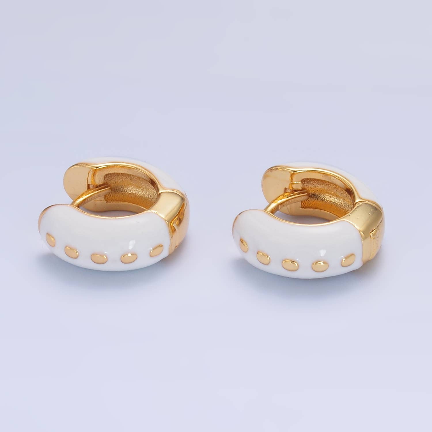 14K Gold Filled Hot Pink, Baby Pink, Black, White, Green Enamel Dotted Cartilage Huggie Earrings | T108 - T111 T188