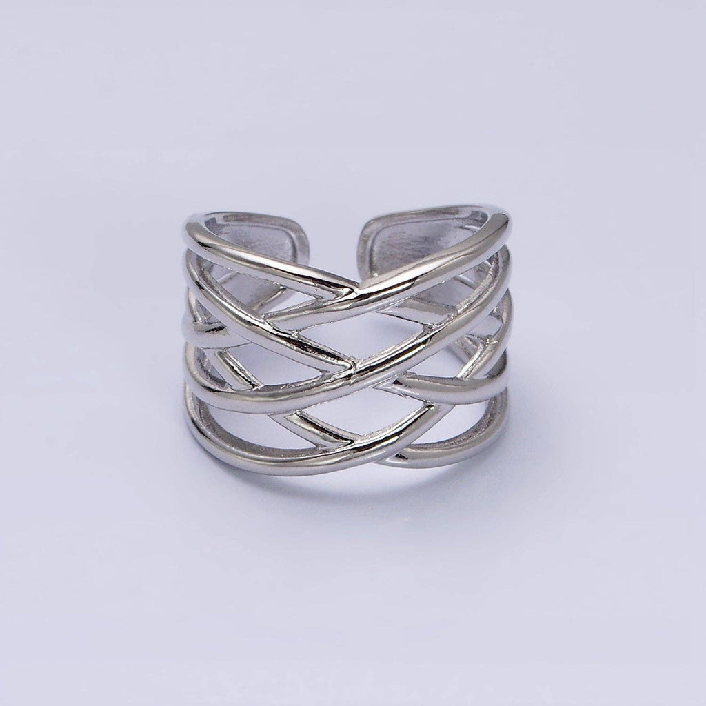 Gold Filled Geometric Multiple Band Statement Ring