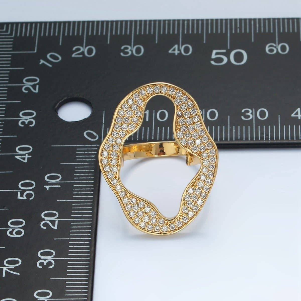 24K Gold Filled Open Abstract Micro Paved CZ Ring | U326
