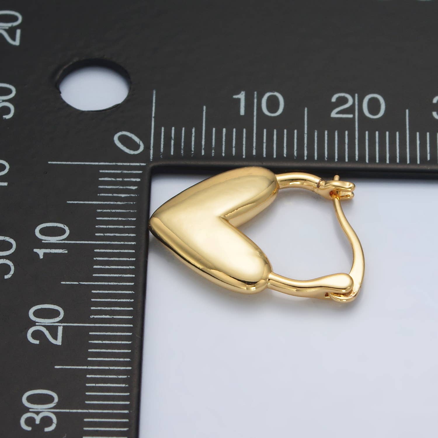 24K Gold Filled Minimal Heart Latch Hoop Earring | AB-1242