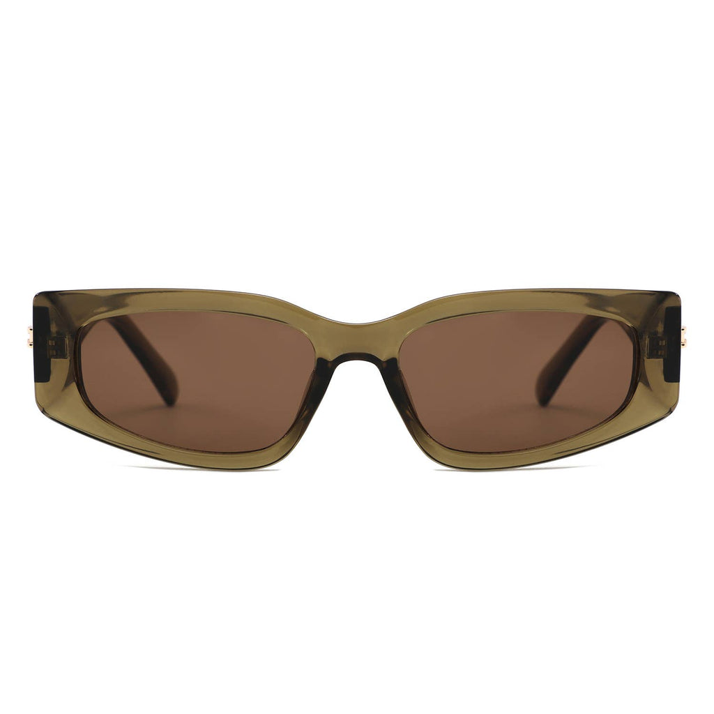 Slim Rectangle Thick Frame Narrow Fashion Sunglasses